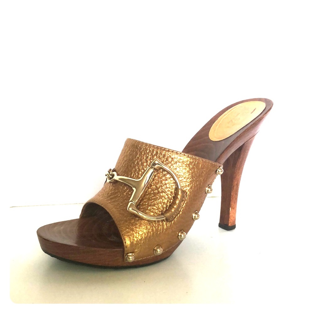 Gucci Metallic horsebit Sandals  Size 8.5